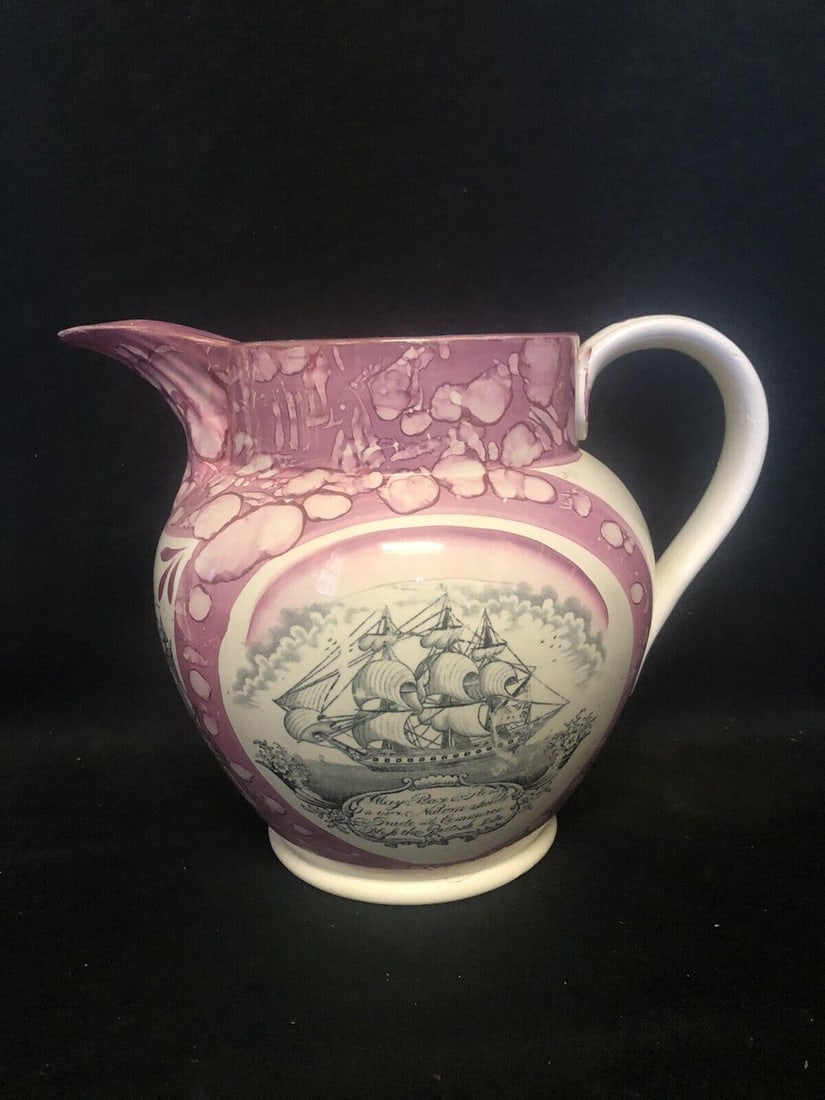 Sunderland Pink Lustre Staffordshire Pitcher (1 of 5)