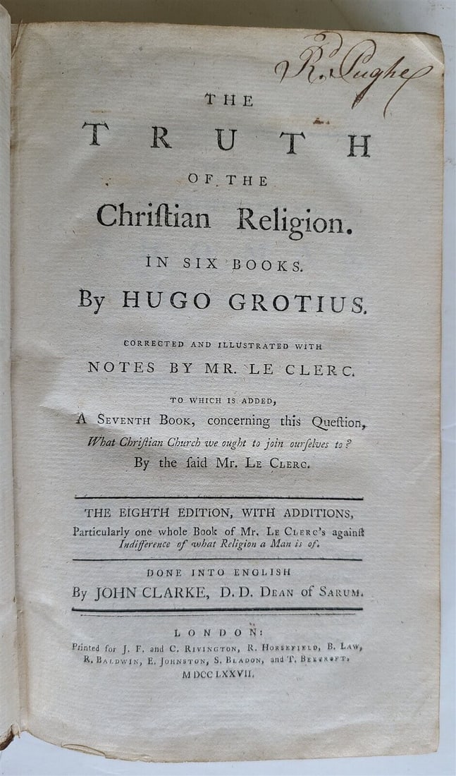 1777 Truth of the Christian Religion By Hugo Grotius in ENGLISH antique (1 of 11)