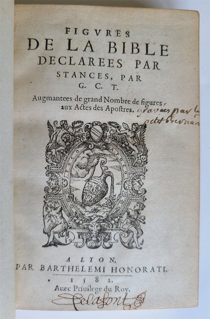 1582 FIGURES DE LA BIBLE antique ILLUSTRATED w/ 430 WOODCUTS RARE 16th CENTURY (1 of 13)