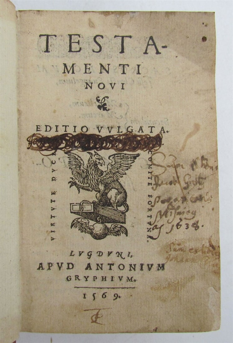 1569 ILLUSTRATED BIBLE NEW TESTAMENT BIBLIA LATINA antique 107 woodcuts by Faber (1 of 12)