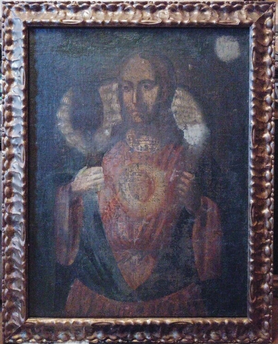 ANTIQUE 18c RUSSIAN SCHOOL OIL ON CANVAS PAINTING CHRIST THE GOOD SHEPHERD: ANTIQUE RUSSIAN SCHOOL OIL PAINTING . FROM THE EAST HAMPTON ESTATE. FRAMED. SIZE 16 x 20 INCHES PAINTING ONLY. 24 3/4 x 31 FRAME. Reserve: $995.00 Shipping: Domestic: Flat-rate of $65