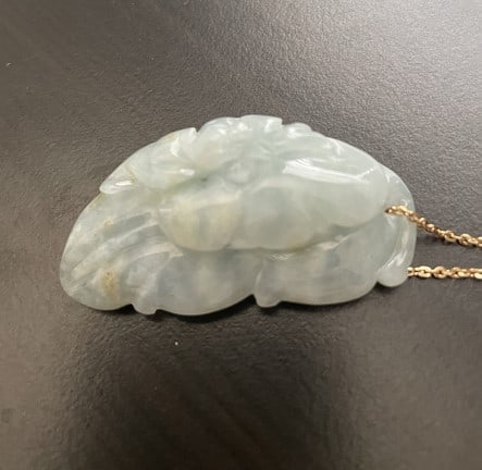 Green Jade pendent with 14k Gold Chain (1 of 3)