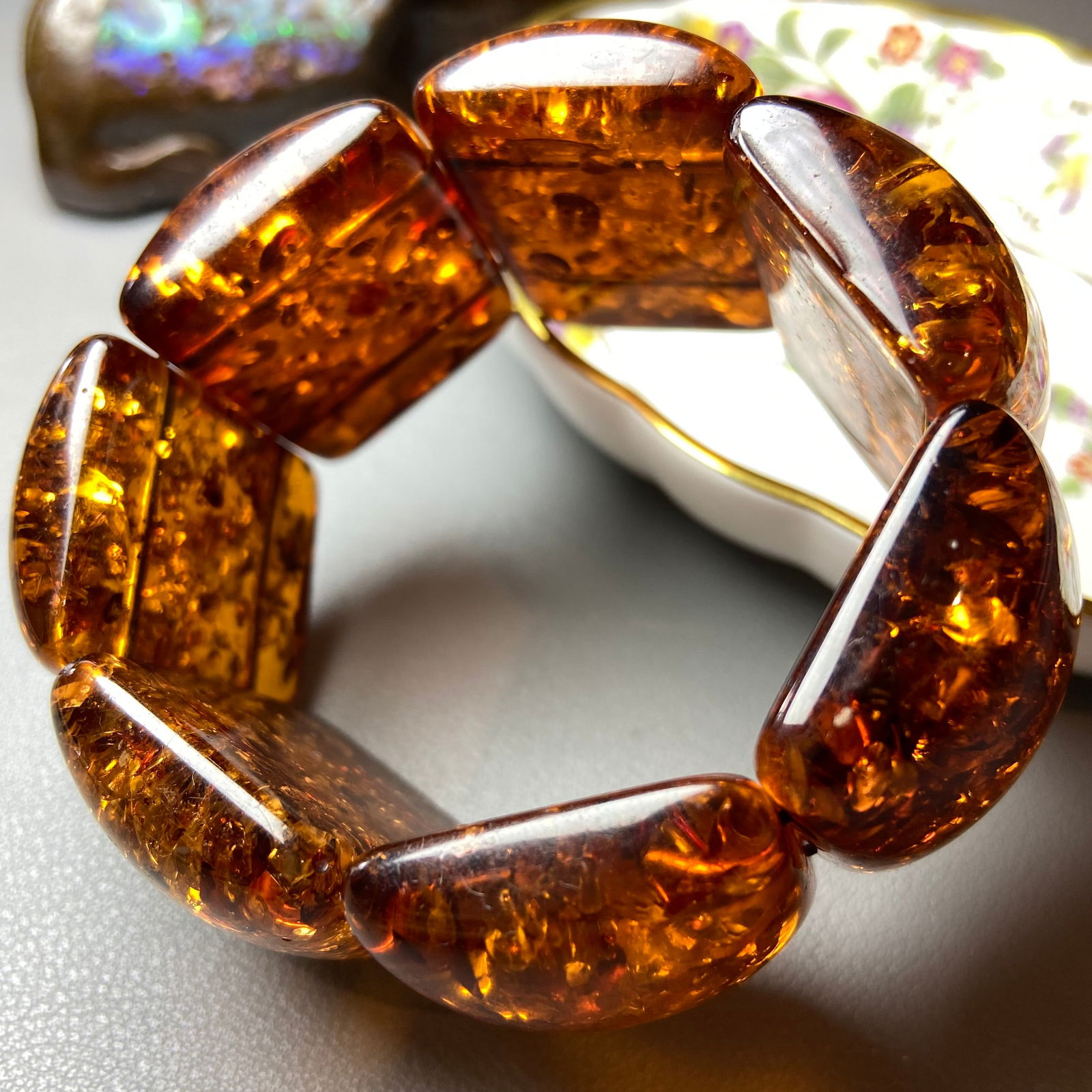 Vintage Huge Compressed Honey Amber Bracelet (1 of 8)