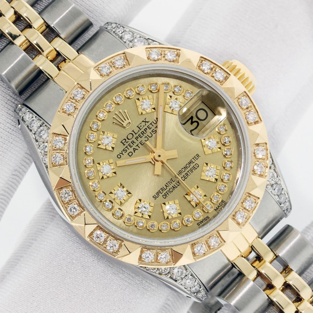 Rolex Lady Datejust Champagne String Diamond Dial - Steel and 18K Gold Diamond Watch (1 of 9)