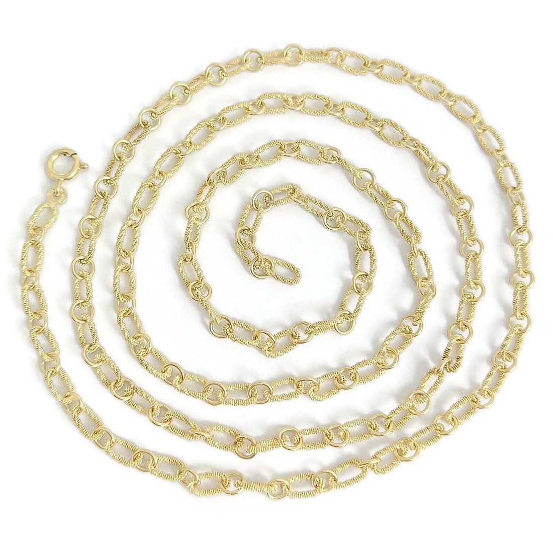 Italian Long Twisted Oval Chain Necklace 14K Yellow Gold, 35.75 Inches, 33.08 Gr (1 of 5)