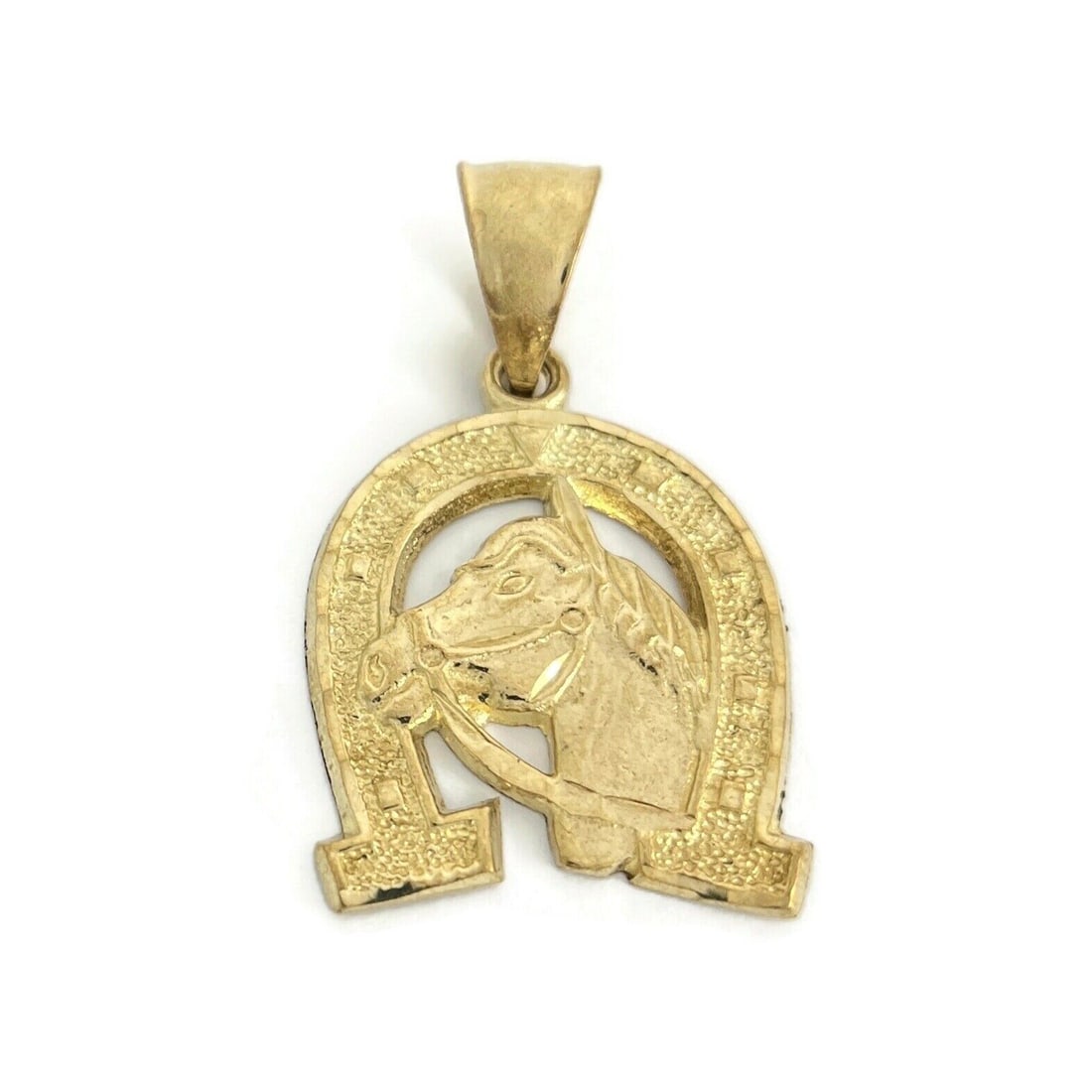 Lucky Horse Horseshoe Necklace Pendant Charm Yellow Gold-Tone, 8.71 Grams (1 of 7)