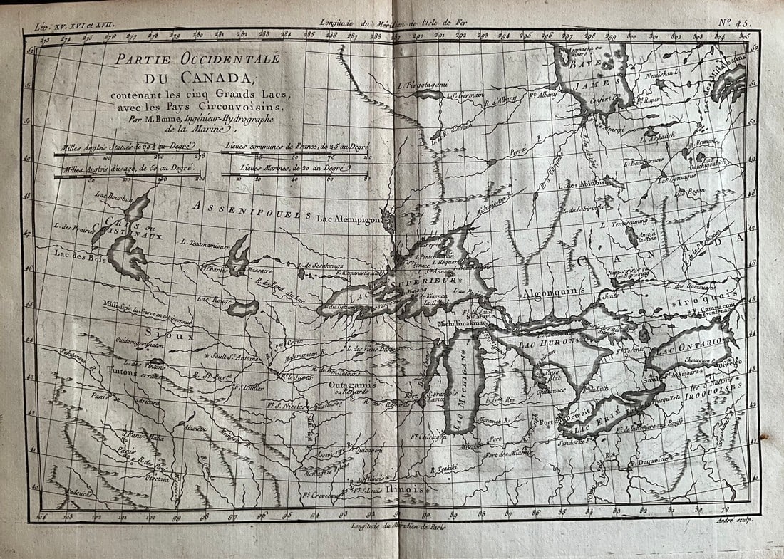 1775-1780 Upper Midwest and Great Lakes region. By Bonne & Raynal (1 of 1)