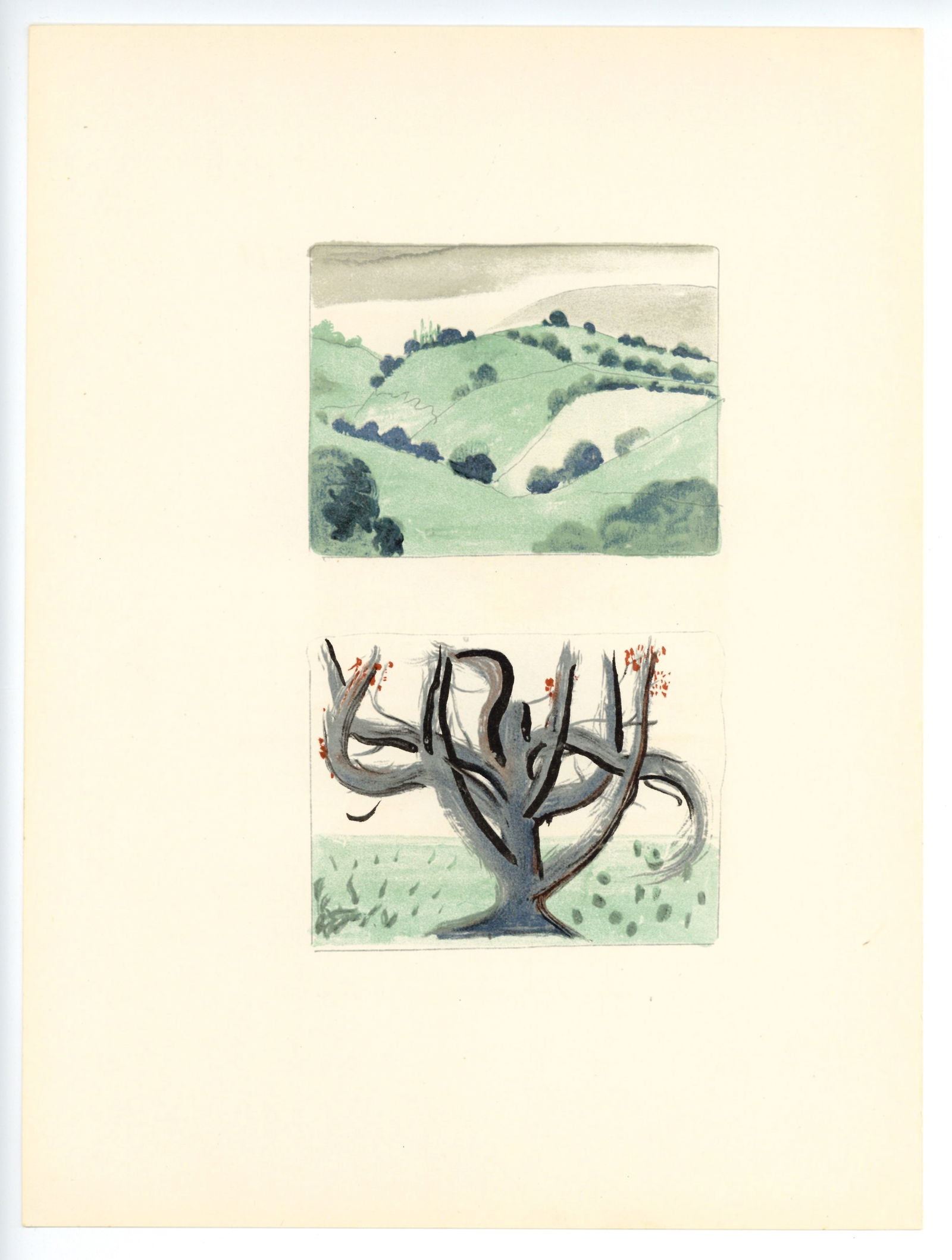 Andre Derain lithograph "In the Garden of Allah": Medium: lithograph. Printed in 1939 and published in Paris by Teriade for the art revue Verve (Volume 1, Number 4). The image measures 8 1/4 x 4 3/4 inches (210 x 122 mm); the full sheet is 14 x 10 1/