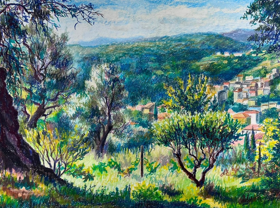 1950s French Post Impressionist Bright Pastel Summer Meadows in Provence 1950s (1 of 14)
