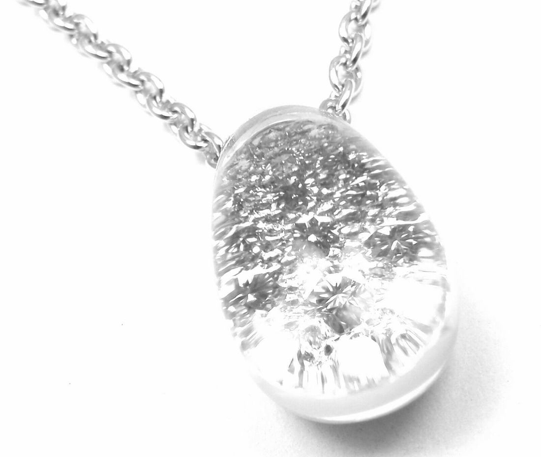 Authentic! Cartier Myst de Cartier Rock Crystal Diamond 18k Gold Dome Necklace (1 of 8)