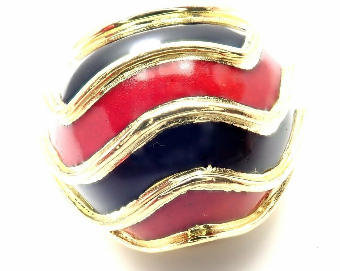 Rare! Authentic Vintage Tiffany & Co 18k Yellow Gold Enamel Dome Ring (1 of 11)