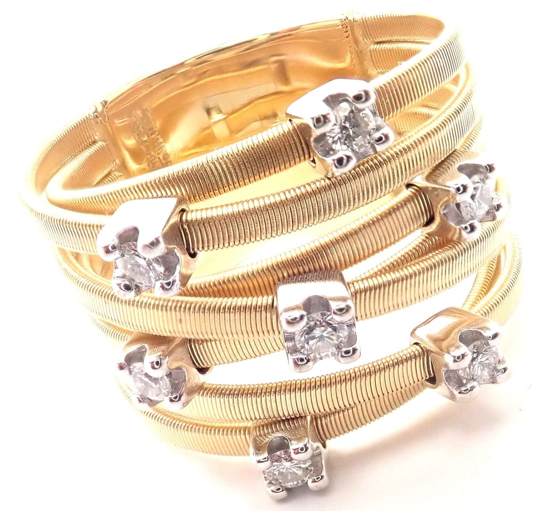 Authentic! Marco Bicego Marrakech 18k Yellow Gold Diamond 7 Row Band Ring (1 of 10)