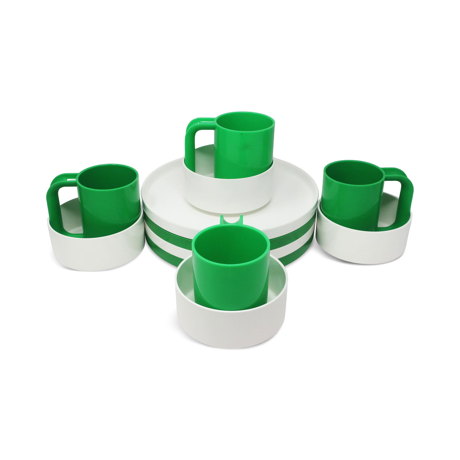 White and Green Massimo Vignelli for Heller Dinnerware - Set of 12 (1 of 5)