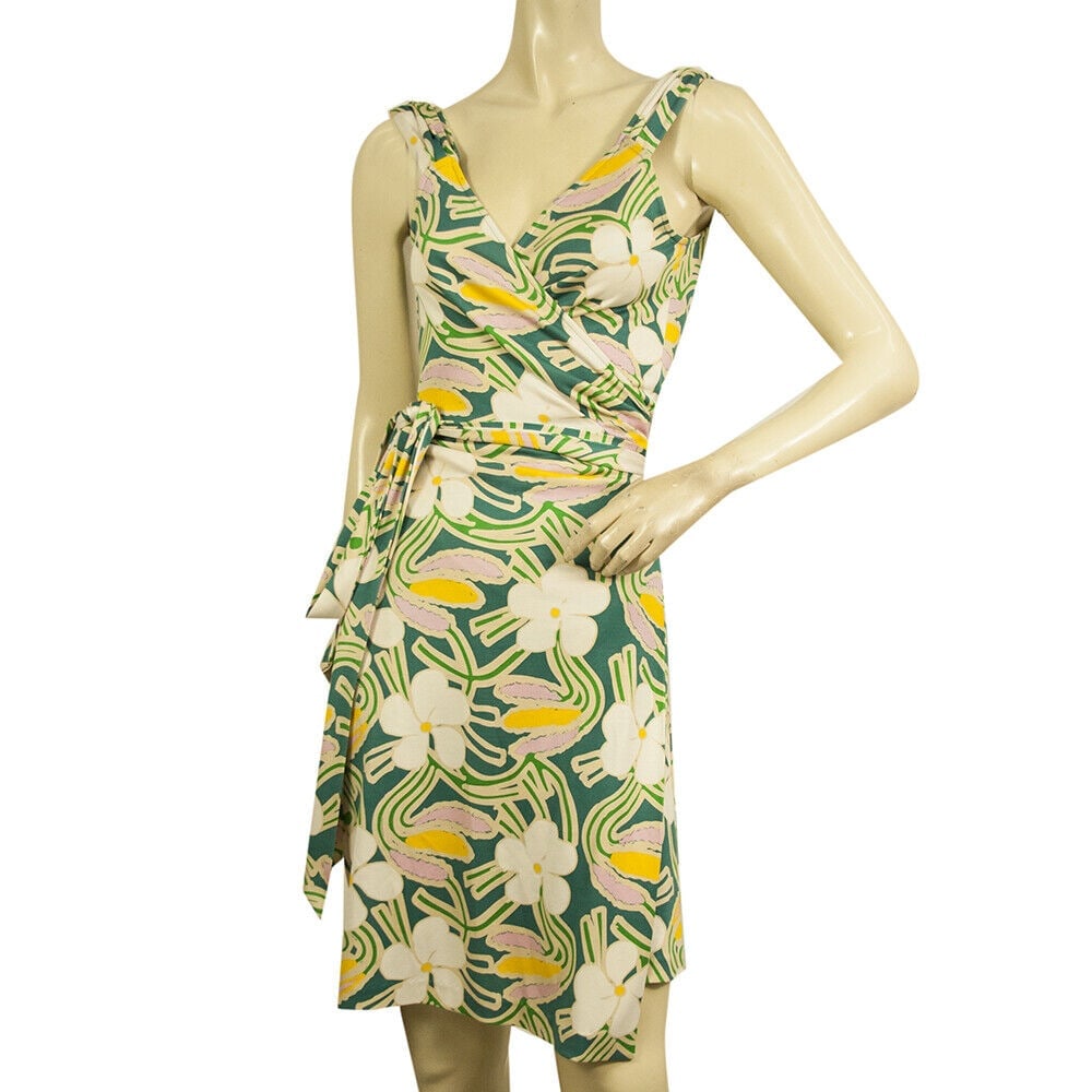 DVF Diane Von Furstenberg Caledonia Floral Silk Wrap Sleeveless Mini Dress sz 6 (1 of 5)
