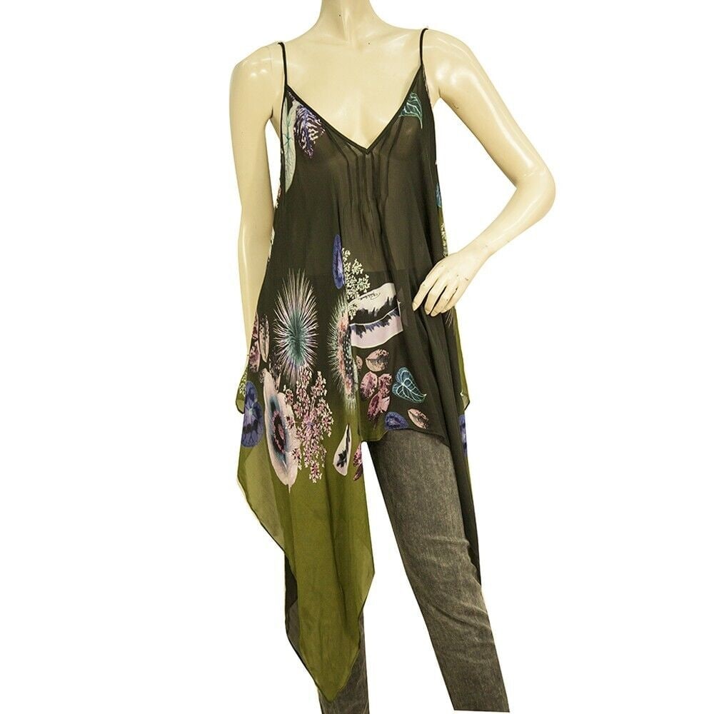 Roberto Cavalli Multicolor Floral Silk Long Asymmetric Cami Sleeveless Top 40 (1 of 6)