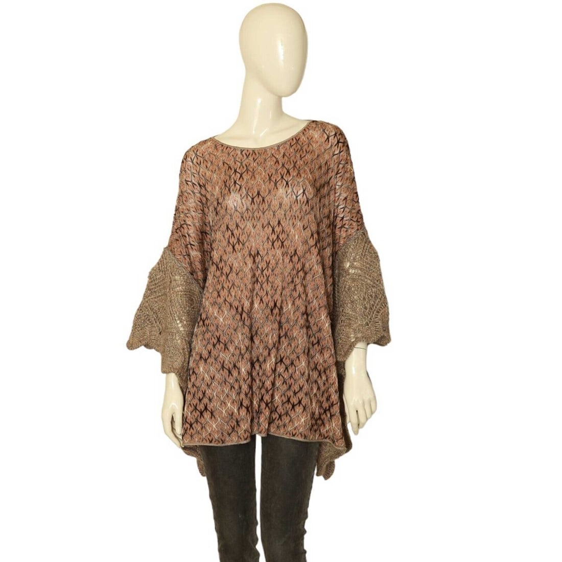Missoni Knit Earthly Hues Beige Wide Sleeves Cape Cardigan (1 of 9)