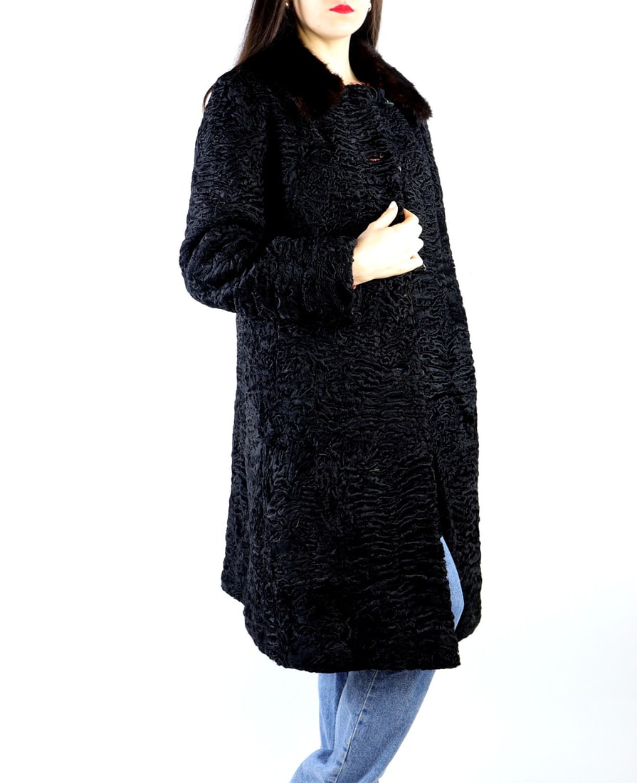 KARABUL LAMB & MINK FUR COAT EU: M; US: 12 (1 of 10)