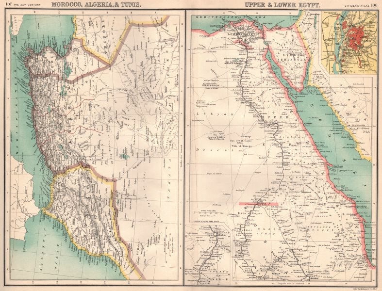 NORTH AFRICA. Morocco Algeria Tunis Tunisia Egypt. Cairo. BARTHOLOMEW 1901 map (1 of 1)
