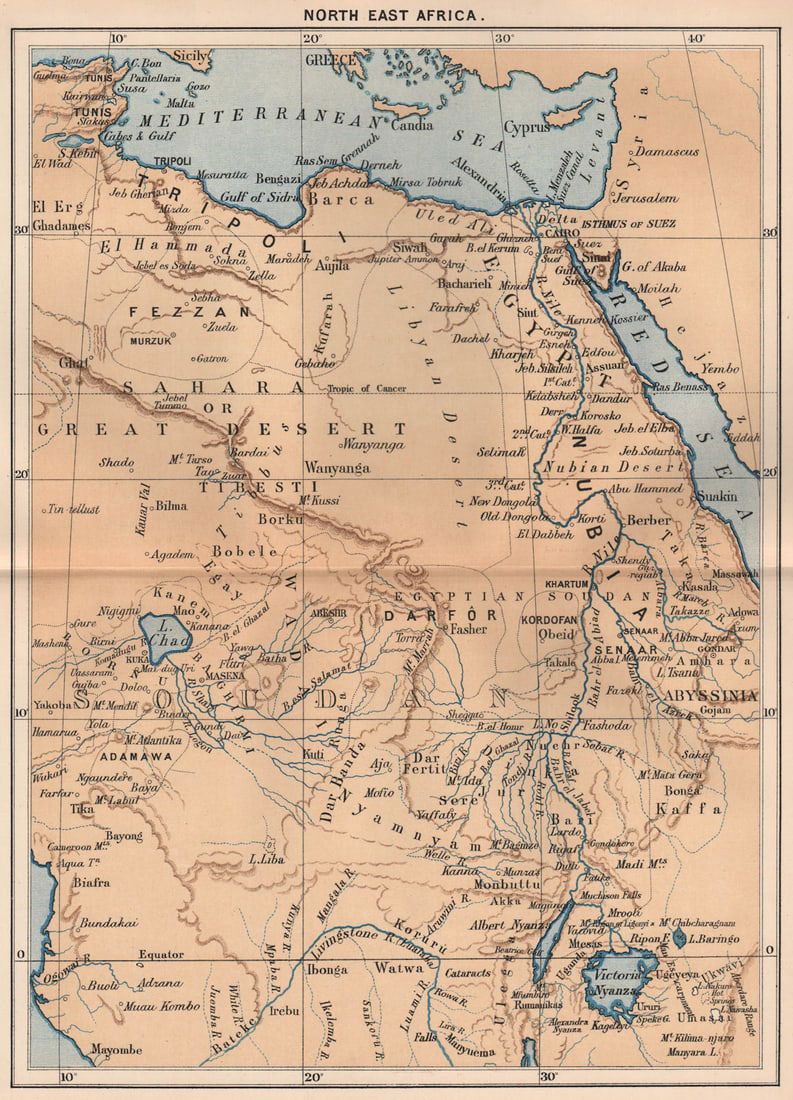 North East Africa 1885 old antique vintage map plan chart (1 of 1)