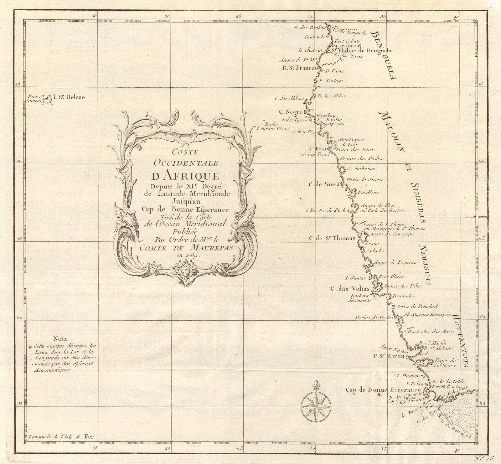 Coste Occidentale d’Afrique…' Namibia South Africa Angola coast BELLIN 1746 map (1 of 1)