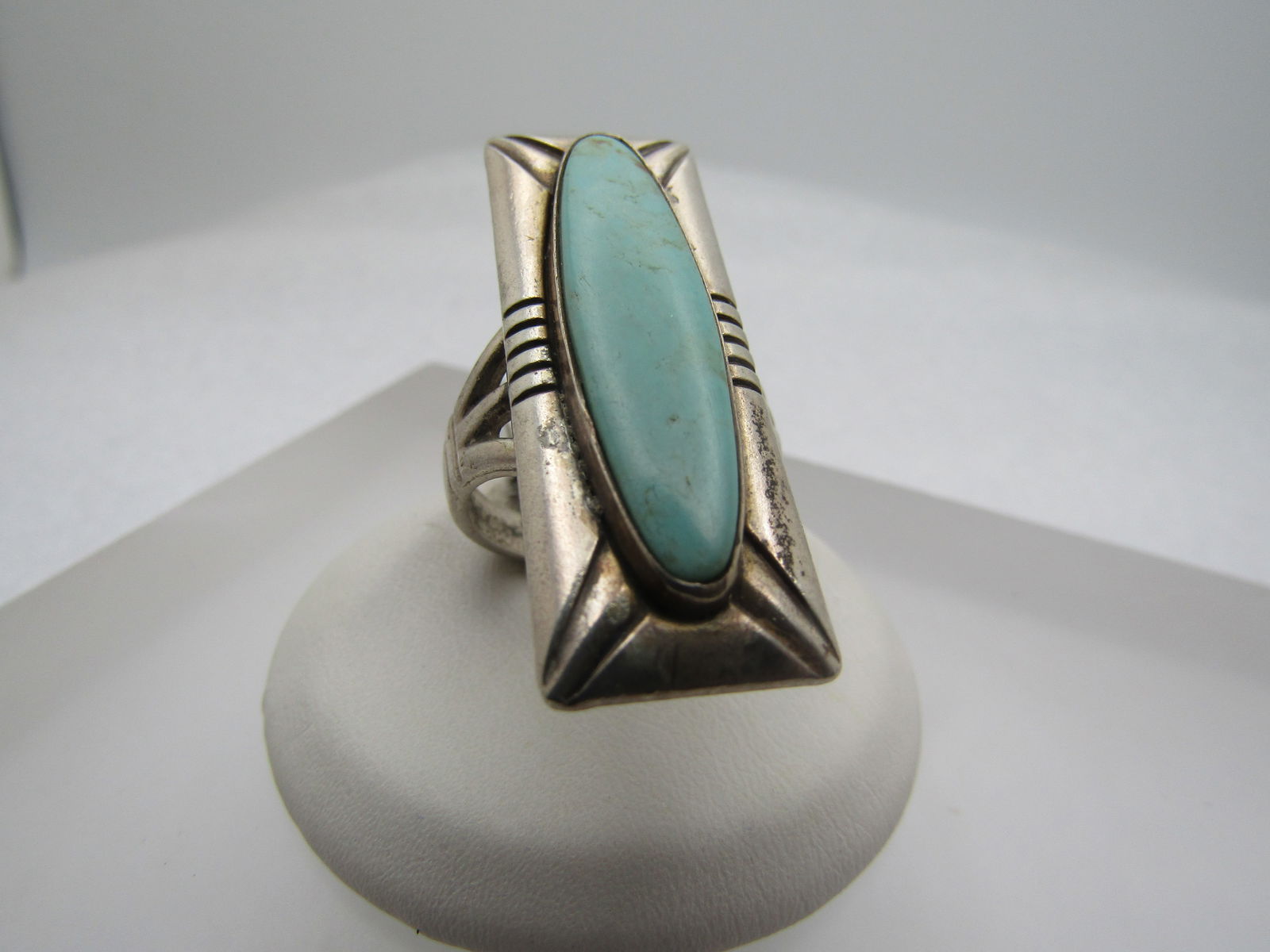 Vintage Sterling Southwestern Turquoise Ring, Bell Trading,  Sz. 7, 1960's-1970's (1 of 8)