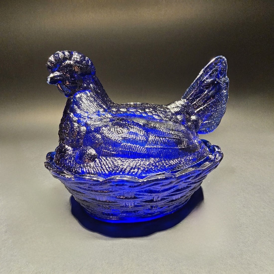 Cobalt Blue Depression Glass Chicken Hen On Nest Dish (1 of 20)