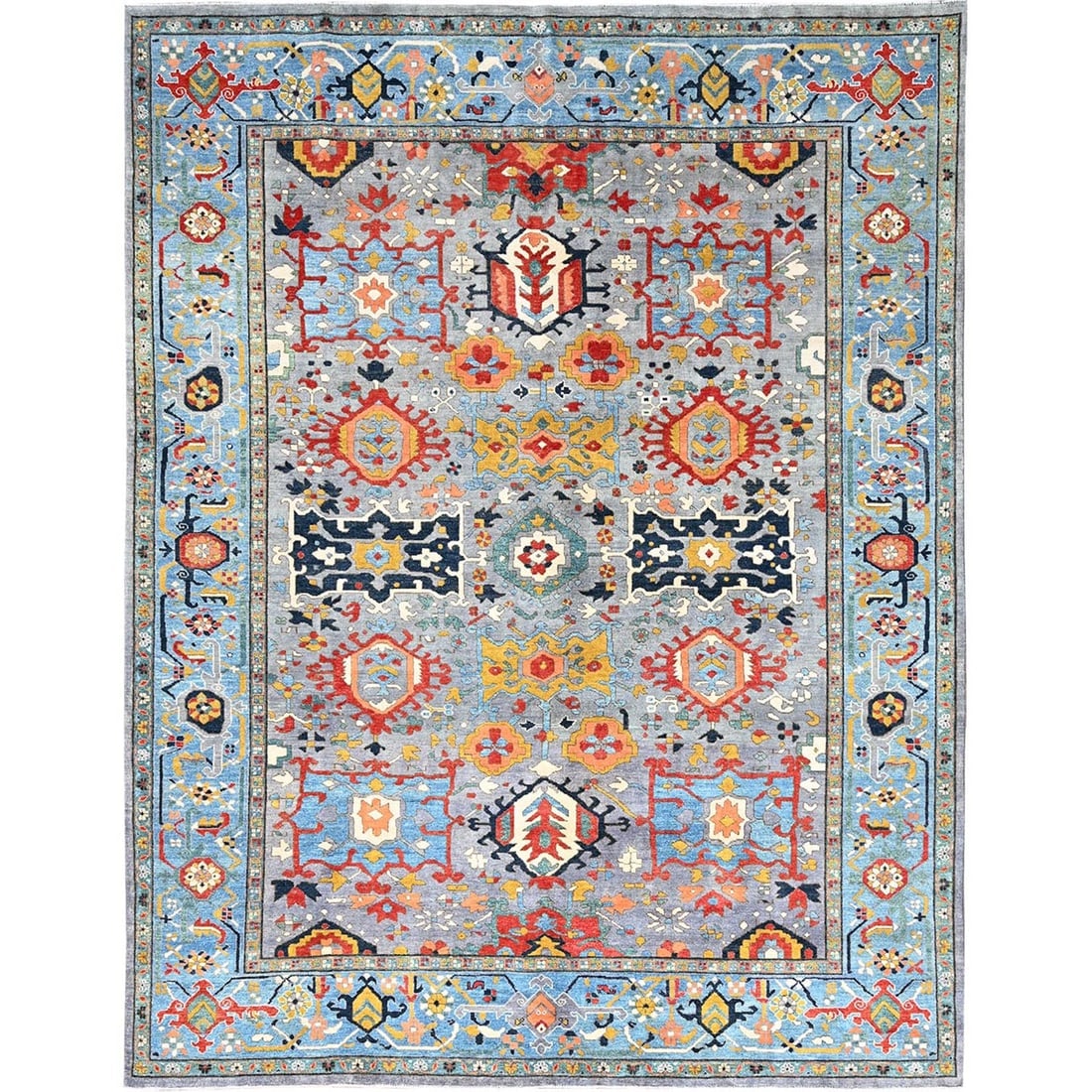 Gray, Afghan Peshawar, 100% Wool, Hand Knotted, Oriental Rug (1 of 12)