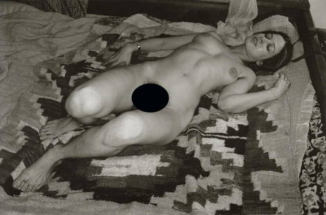 LEE FRIEDLANDER - Female Figure (On Blanket): Artist: Lee Friedlander Title: Female Figure (On Blanket) Medium: Photo Litho, 1998, England Dimensions: 10x6.6" Description: Heat Wax Mounted on 11x14" Conservation Board Artist Bio: Lee Friedlander