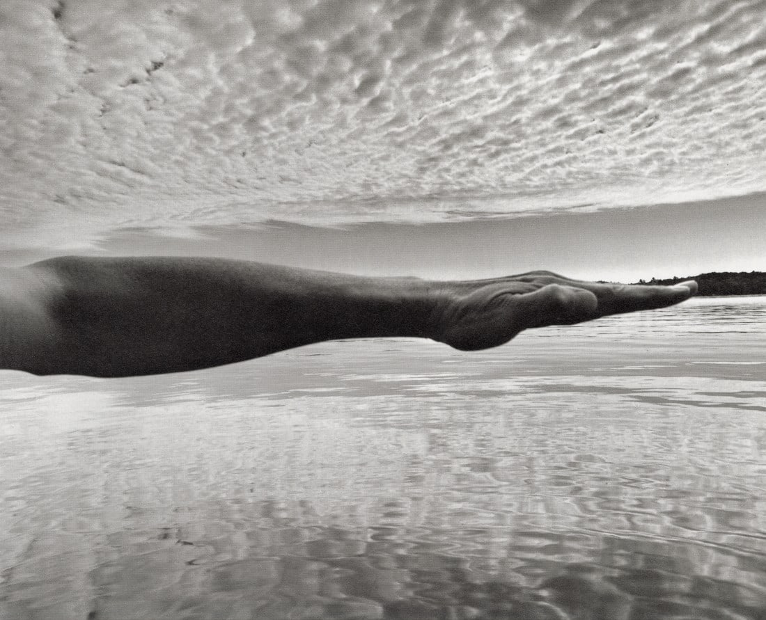 ARNO RAFAEL MINKKINEN - Self-Portrait, White Clouds: Artist: Arno Rafael Minkkinen Title: Self-Portrait Little White Clouds from Lake George, New York, 2002 Medium: Photo Litho, 2005, Italy Dimensions: 9.95x8.05" Description: Heat Wax Mounted on 11x14" 