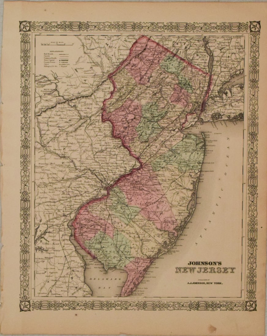 1866 Johnson Map of New Jersey -- Johnson's New Jersey (1 of 1)