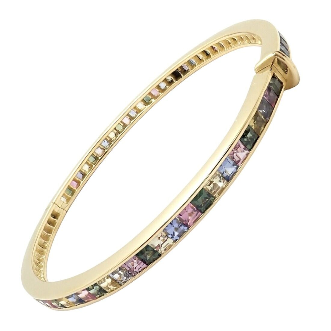Authentic! Julius Cohen 18k Yellow Gold Diamond Pastel Color Stone Cuff Bracelet: Authentic! Julius Cohen 18k Yellow Gold Diamond Pastel Color Stone Cuff Bracelet Authentic! Julius Cohen 18k Yellow Gold Diamond Pastel Color Stone Cuff Bracelet Product Description About This Piece: