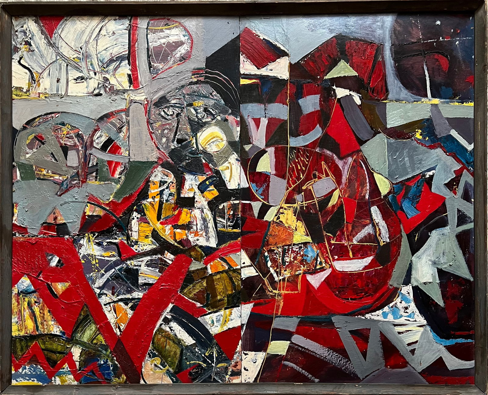 Rudakov Volodymyr: Abstract composition with red backpack (1 of 5)