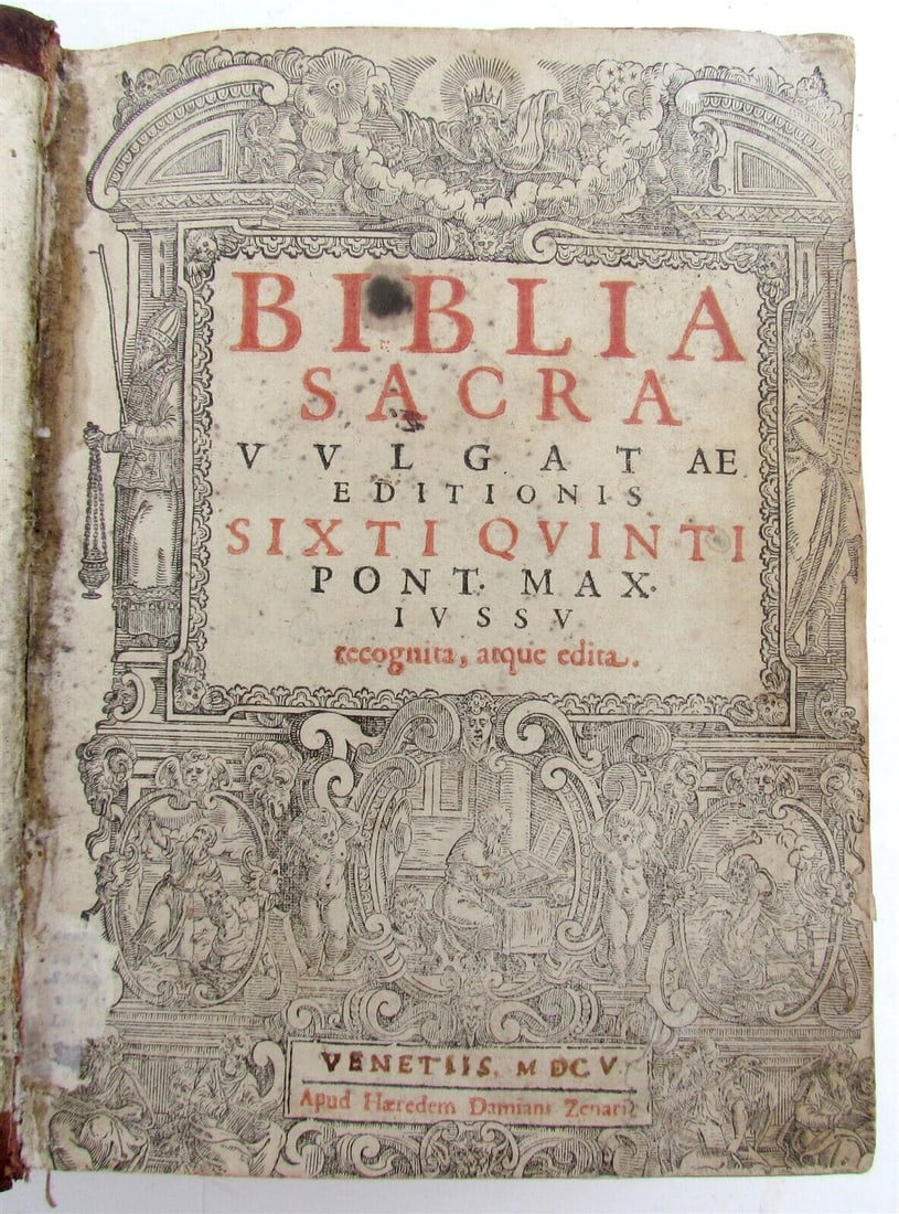 1605 BIBLE ILLUSTRATED BIBLIA SACRA antique OLD & NEW TESTAMENT 17th CENTURY (1 of 14)