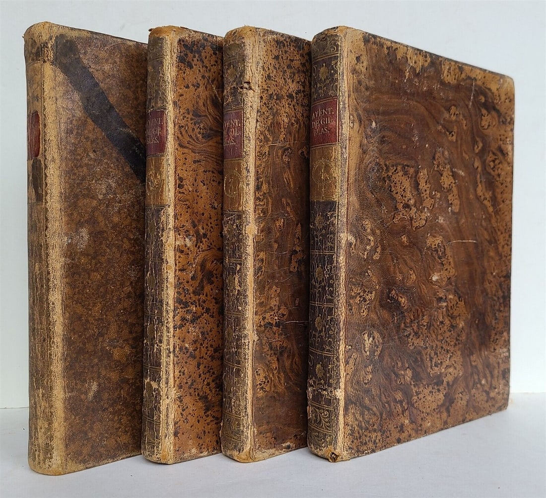 1787-1789 ADVENTURES of GIL BLASS 4 VOLUMES ILLUSTRATED antique in SPANISH: Le Sage (d.i. A. de las Casas). Aventuras de Gil Blas de Santillana, Robadas a Espana, y adoptadas en Francia... restituidas a su patria y a su lengua nativa por un espanol zeloso, que no sufre se bur