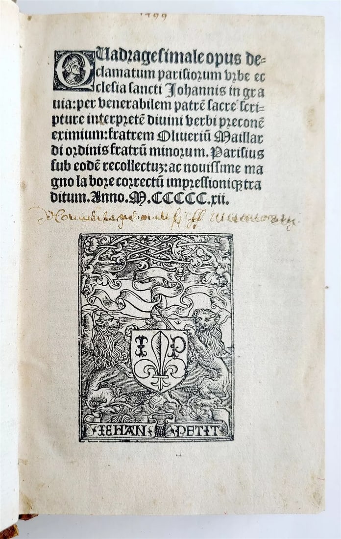 1512 POST-INCUNABULA EDITION by Jean Petit SERMONES of Olivier MAILLARD antique (1 of 10)