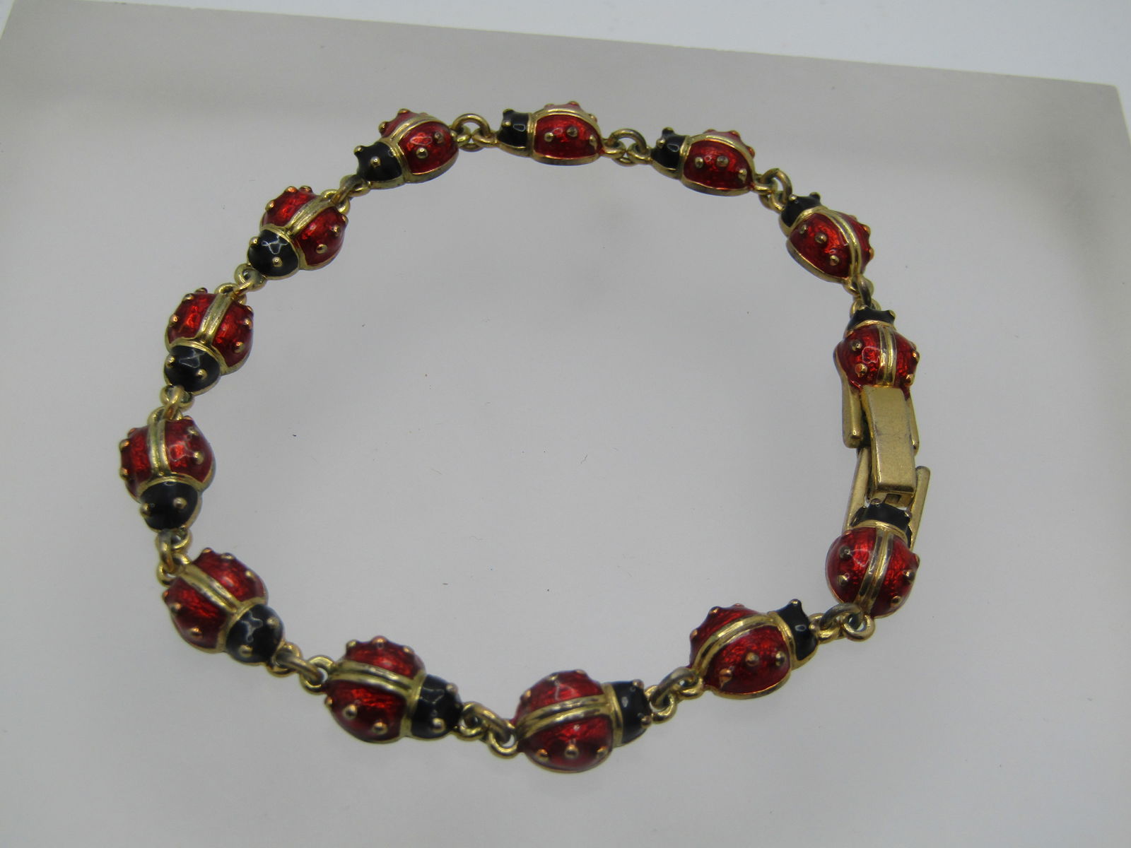 Vintage Enameled Lady Bug Bracelet, 7.5" Premier Designs (1 of 4)