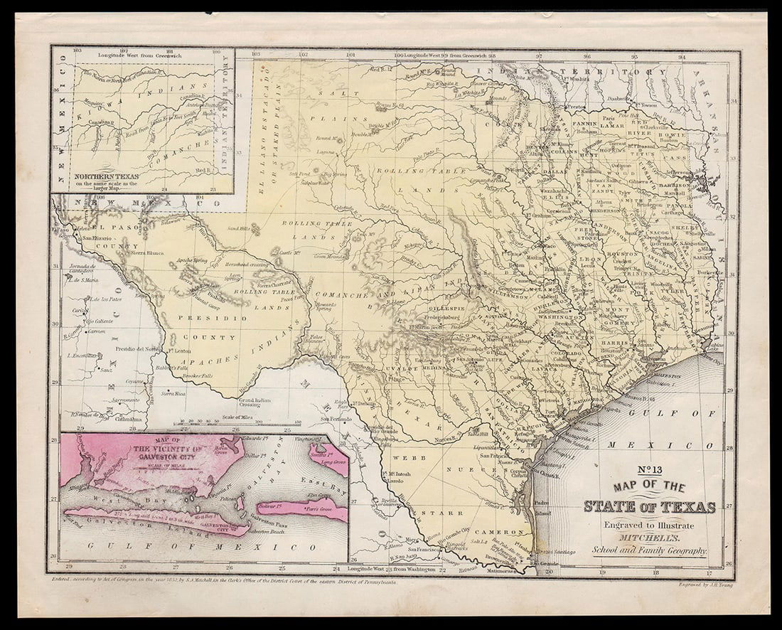 Excellent example 1852 Map of the State of Texas (1 of 5)