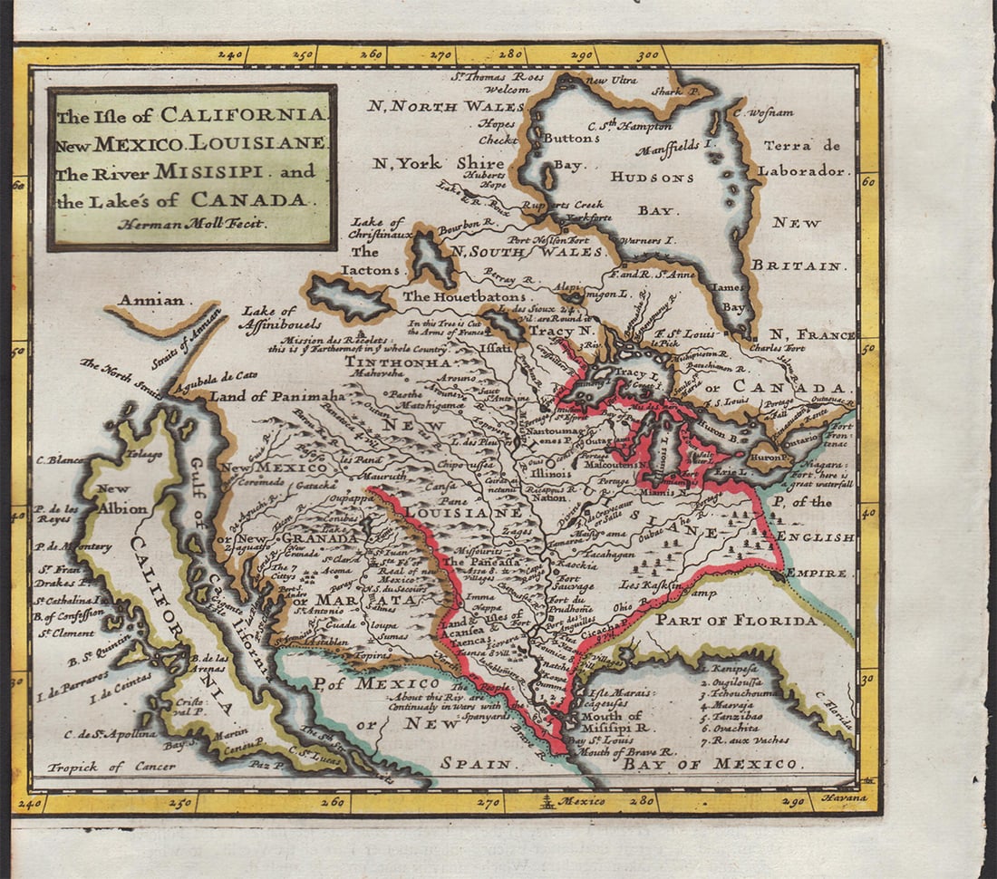 1st ed. of Moll’s fascinating 1701 map of Isle of California (1 of 2)