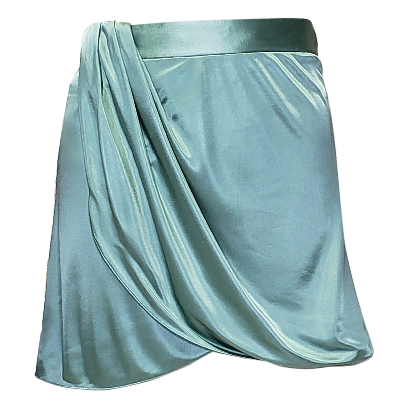New VERSACE GREEN VISCOSE MINI SKIRT Sz 42 - 6: VERSACE Green Viscose Mini Skirt Elastic waistband Fully lined Content: 100% viscose, Lining: 100% viscose Waist up to 32" Hips up to 37" Length 15 1/2" Made in Italy IT Size: 42 - US 6 Brand new! Com