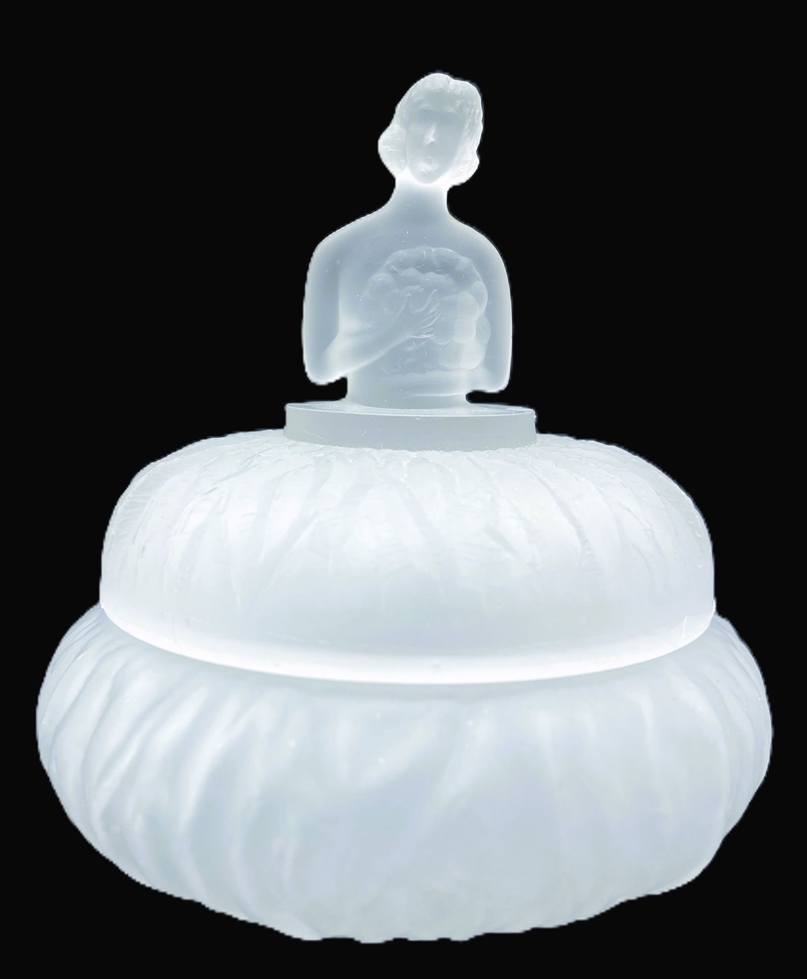 ART NOUVEAU SATIN GLASS Lady POWDER JAR (1 of 8)