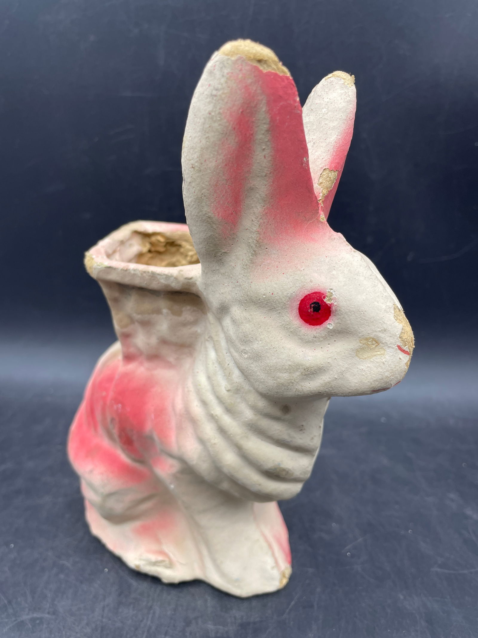 OLD EASTER PAPER MACHE CANDY CONTAINER RABBIT BUNNY (1 of 6)