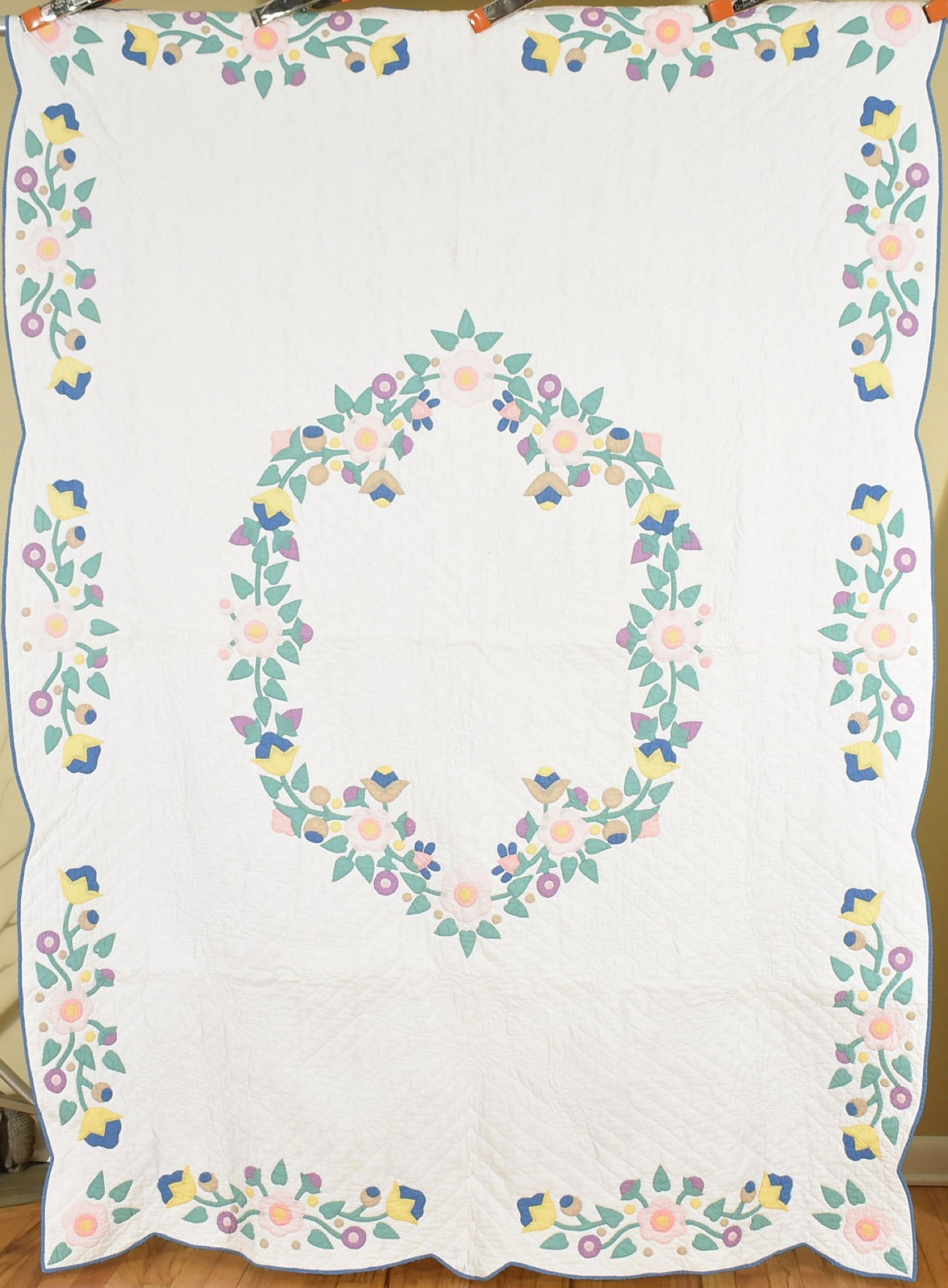 30's Pastel Floral Applique Quilt (1 of 9)
