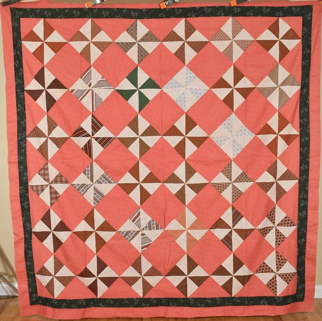 1880's Pinwheels Quilt Top, Early Fabrics (1 of 11)