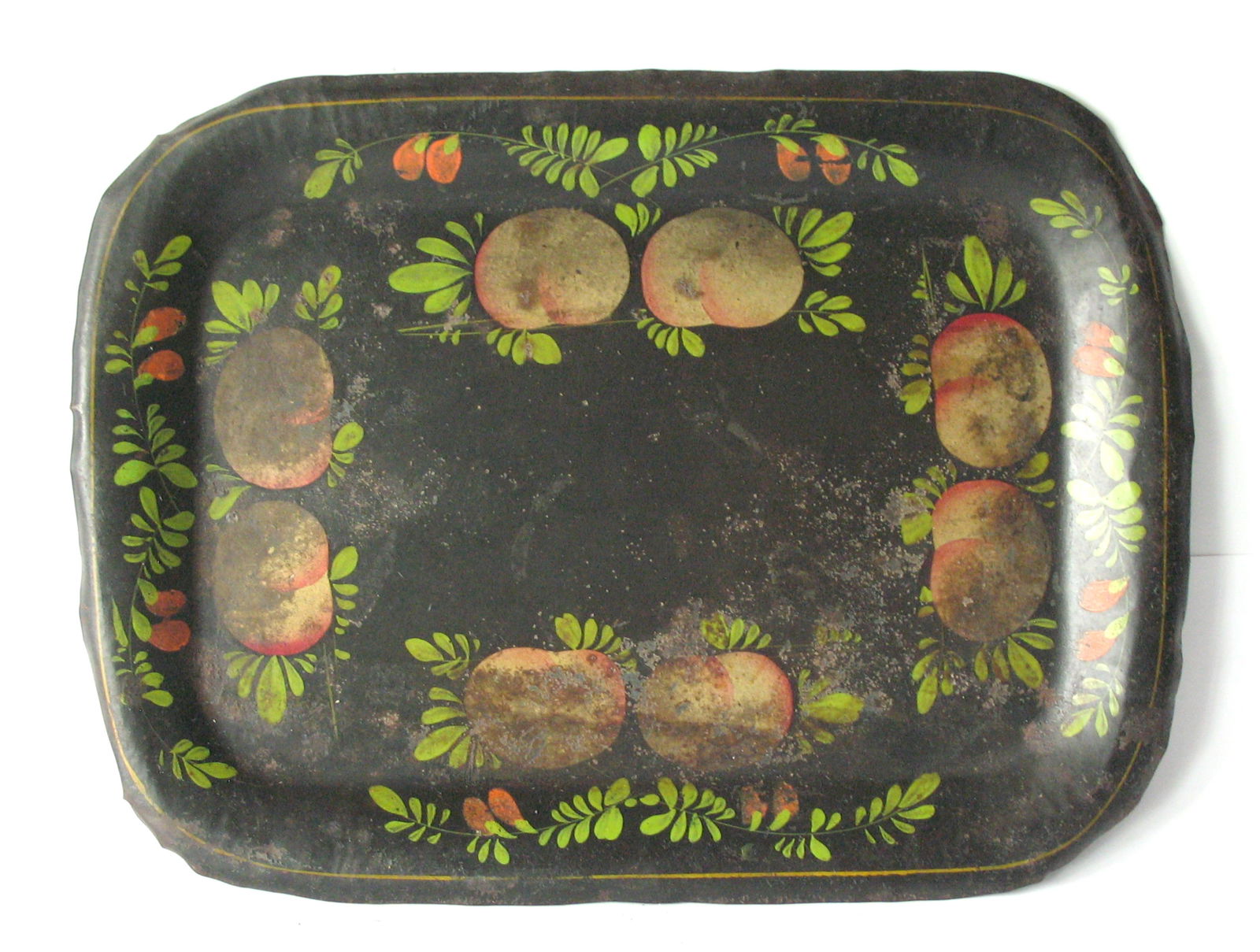 Antique New England toleware tin tray. (1 of 3)