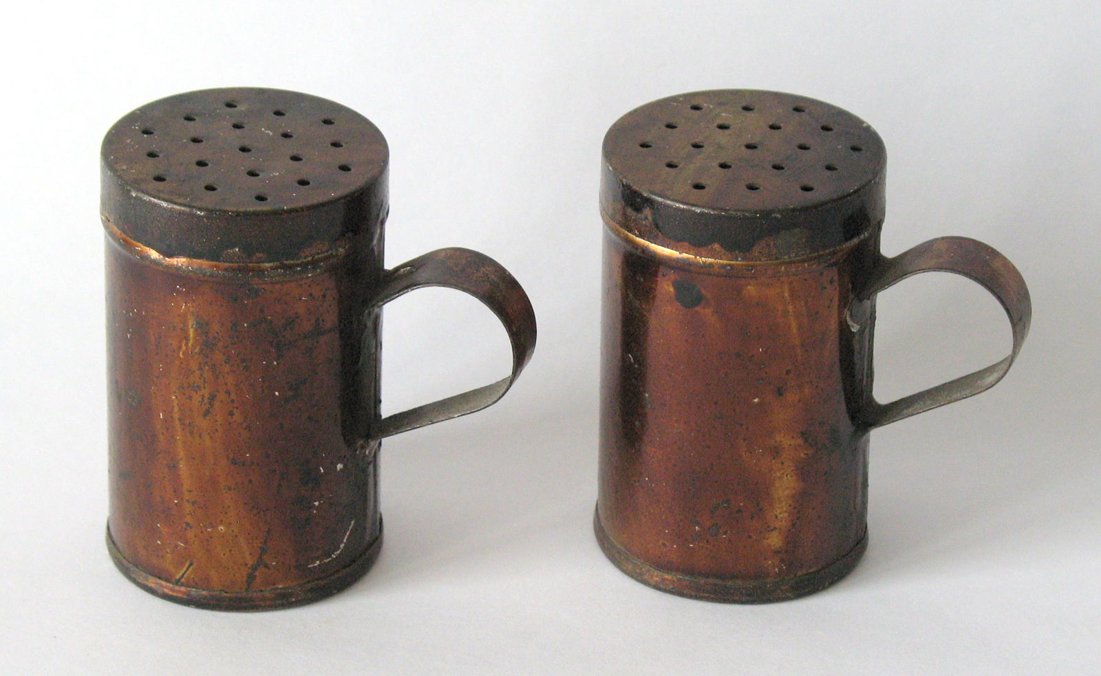 Pair of antique New England toleware tin shakers (1 of 3)
