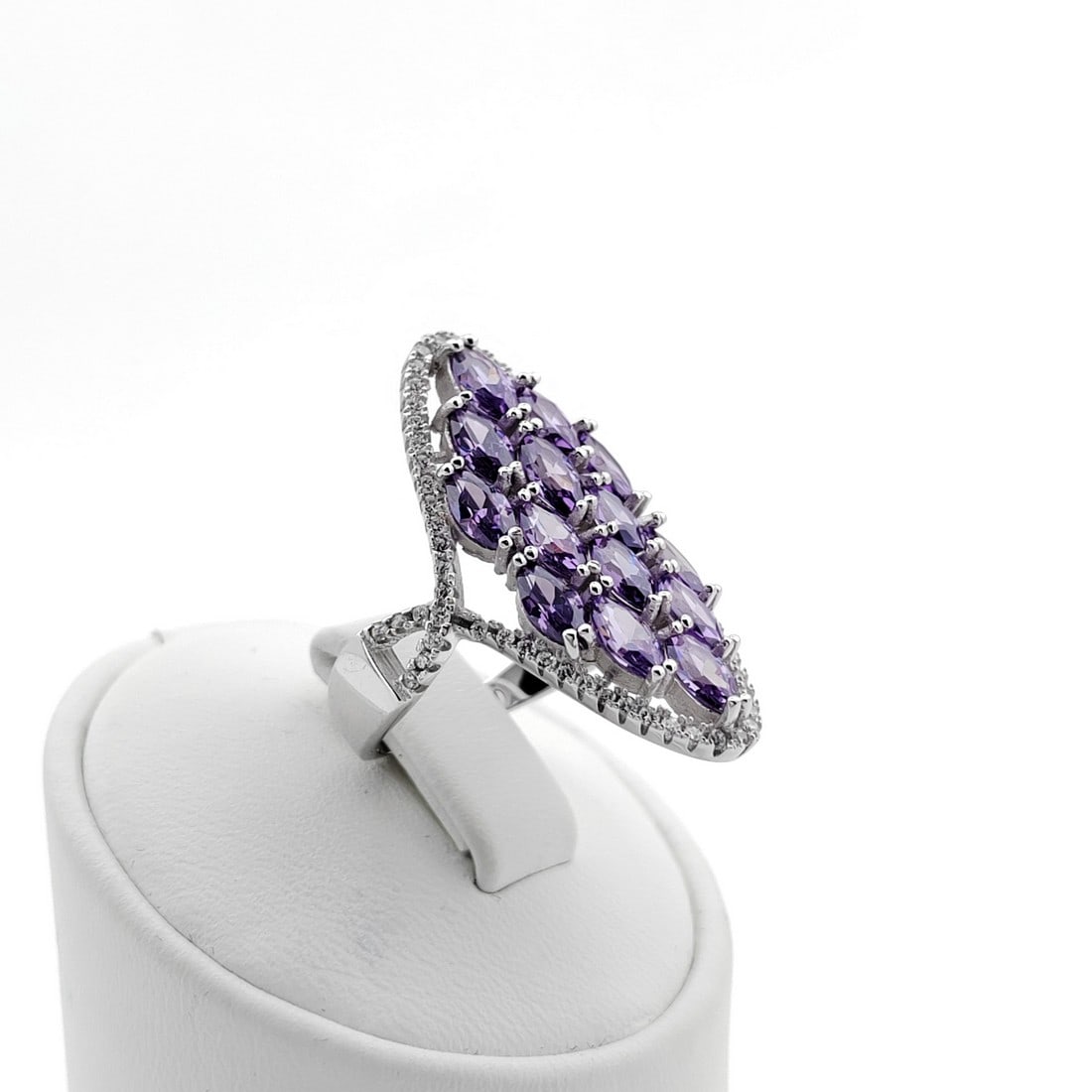 925 Silver Ladies Ring Ornated with Purple Zircons (1 of 8)
