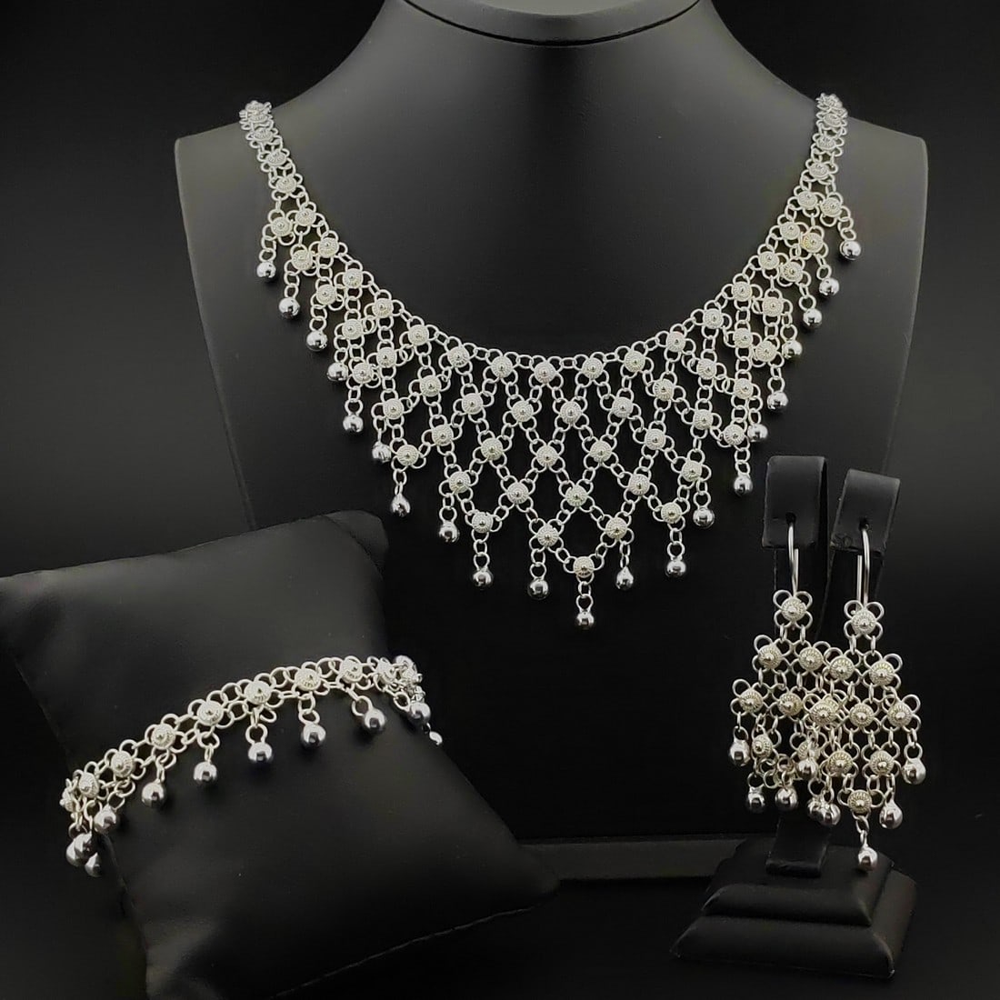 925 Silver Anatolian Necklace,Bracelet,Earring Set (1 of 11)