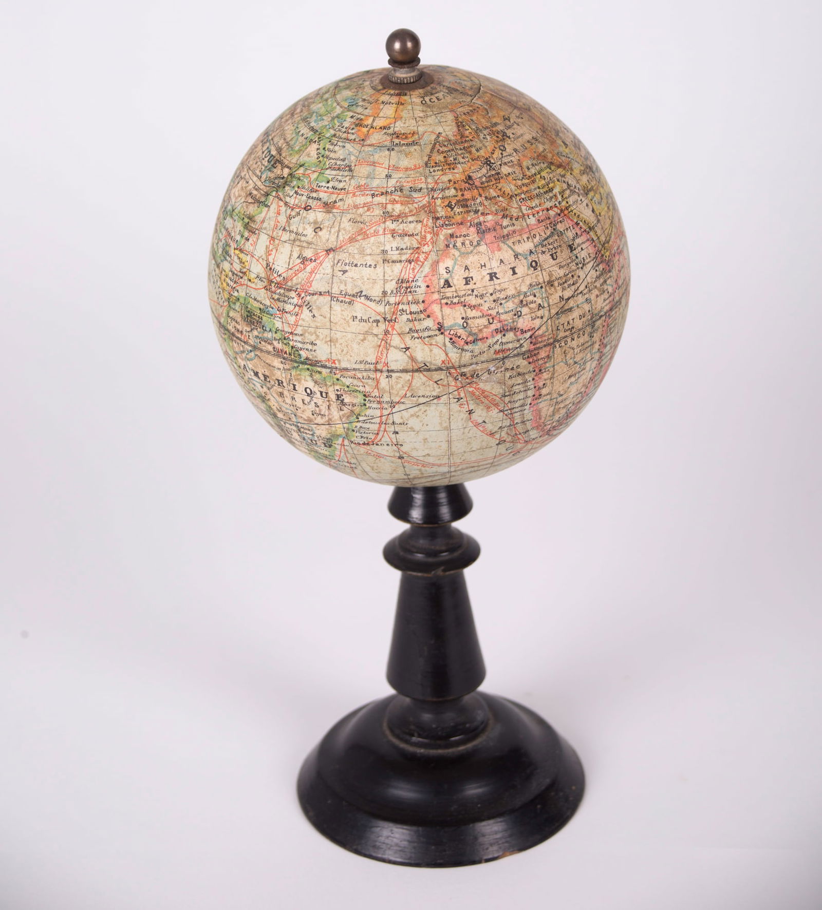 1880's 5" ANTIQUE FRENCH TERRESTRIAL GLOBE Forest mappemonde (1 of 7)