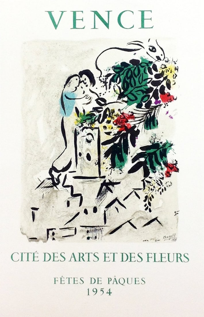 Chagall Lithograph 20 Vence 1954 Art in posters (1 of 1)