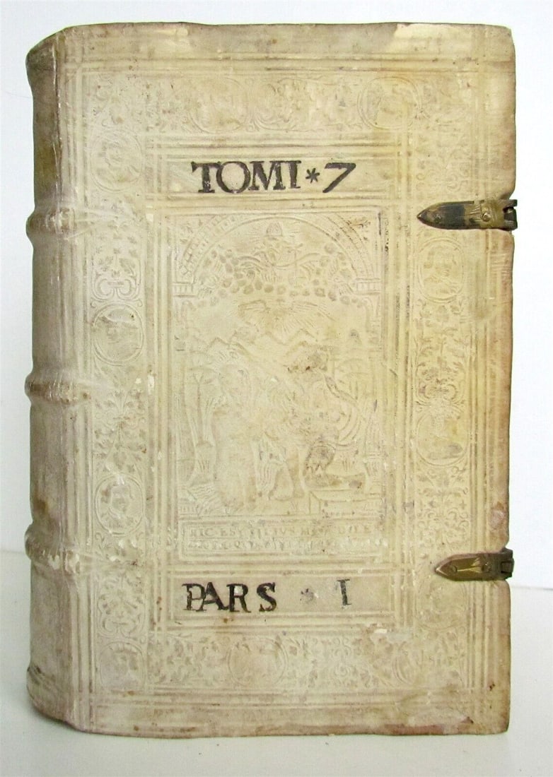 1562 ST.AUGUSTINE antique HAND TOOLED PIGSKIN BINDING w/ CLASPS 16th CENTURY v.7 (1 of 11)